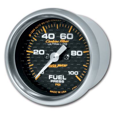 AutoMeter - AutoMeter 4763 Carbon Fiber Electric Fuel Pressure Gauge 0-100PSI 2-1/16"