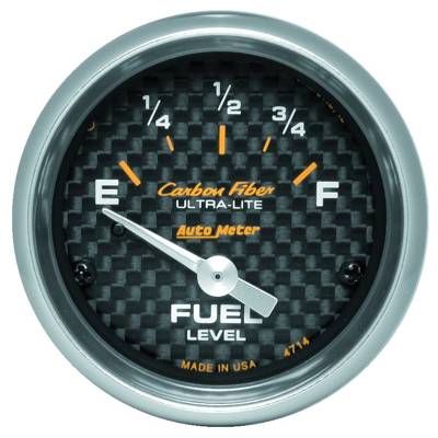 AutoMeter - AutoMeter 4714 Air Core Elec Carbon Fiber Fuel Level Gauge 0-90Ohm 2-1/16" SSE