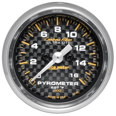 AutoMeter - AutoMeter 4744 Carbon Fiber Pyrometer Gauge 0-1600-DEG F 2-1/16" Stepper Motor