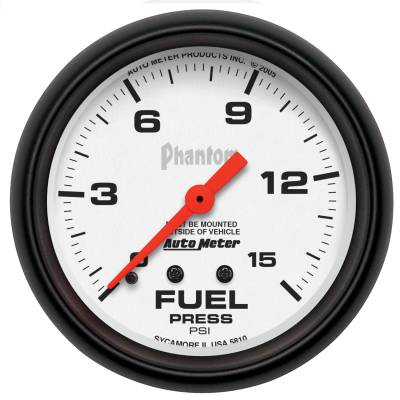 AutoMeter - AutoMeter 5810 Phantom Mechanical Fuel Pressure Gauge 0-15PSI 2-5/8"