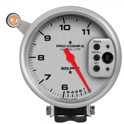 AutoMeter - AutoMeter 6855 Pedestal Tach w/Quick Lite Dual Range Peak Memory 11K RPM 5"