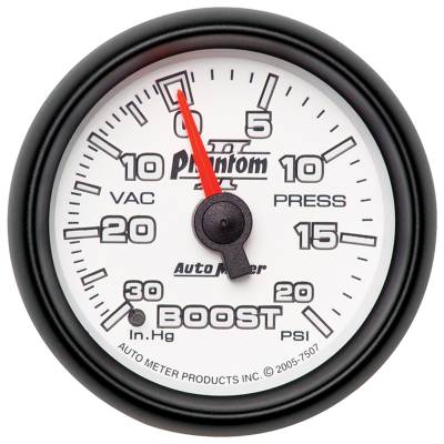 AutoMeter - AutoMeter 7507 Phantom II Vacuum/Boost Gauge 2-1/16" Full Sweep 20PSI
