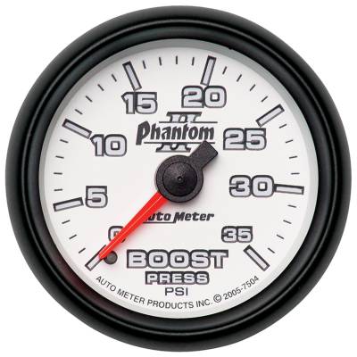 AutoMeter - AutoMeter 7504 Phantom II Mechanical Boost Gauge 0-35PSI 2-1/16"