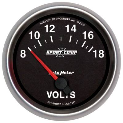 AutoMeter - AutoMeter 7691 Sport-Comp II Electric Volt Meter Gauge 8-18V 2-5/8"