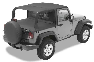 Bestop - Bestop 52585-35 Header Safari Extended Bikini Top Black for 07-09 Jeep JK 2DR