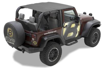 Bestop - Bestop 52583-35 Header Safari Extended Bikini Top Black for 10-18 Jeep JK 2DR
