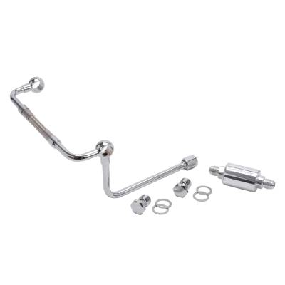 Edelbrock - Edelbrock 8128 Chrome Dual-Feed Fuel Line Kit w/Polished Filter