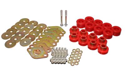 Energy Suspension - Energy Suspension 2.4111R Red Polyurethane Body Mount Set for Jeep
