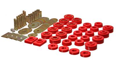 Energy Suspension - Energy Suspension 3.4160R Red Polyurethane Body Mount Set for 68-72 Skylark
