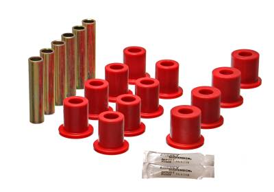 Energy Suspension - Energy Suspension 4.2119R Leaf Spring Bushing Set Front Polyurethane Red