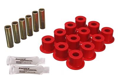 Energy Suspension - Energy Suspension 6.2102R Front/Rear Polyurethane Leaf Spring Bushing Set Red