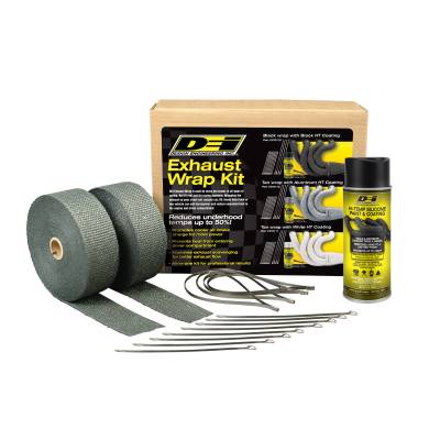 Design Engineering - Design Engineering 10110 Black Glass Fiber Exhaust Wrap Kit w/Spray 2" x 50'