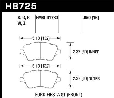 Hawk Performance - Hawk Performance HB725N.650 HP Plus Disc Brake Pad for 14-19 Fiesta