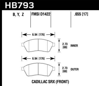 Hawk Performance - Hawk Performance HB793Y.655 LTS Disc Brake Pad for 10-16 9-4X SRX