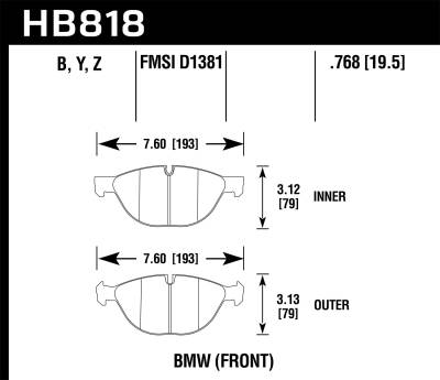 Hawk Performance - Hawk Performance HB818Y.768 LTS Disc Brake Pad for 08-19 X5/X6