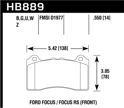 Hawk Performance - Hawk Performance HB889N.550 HP Plus Disc Brake Pad for 16-18 Focus