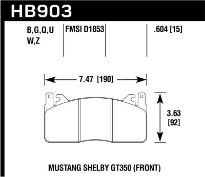 Hawk Performance - Hawk Performance HB903B.604 HPS 5.0 Disc Brake Pad for 15-19 Ford Mustang