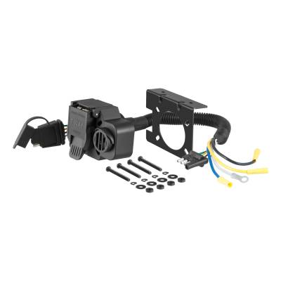 CURT - CURT 57102 Dual-Output Adapter w/Backup Alarm 4Way Flat To 7Way RV Blade Trailer