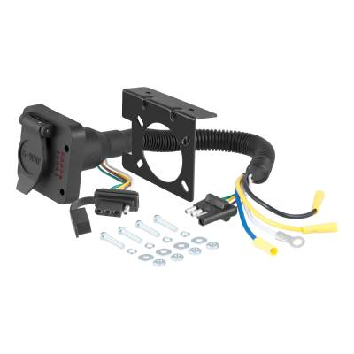 CURT - CURT 57624 Dual-Output Electric Adapter w/Tester Adds 6-Way Round To 4-Way Flat