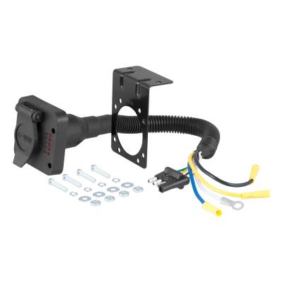CURT - CURT 57626 Electrical Adapter w/Tester 4-Way Flat Vehicle To 6-Way Round Trailer