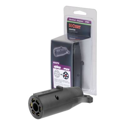 CURT - CURT 57661 Electric Adapter 7Way RV To 6-Round Trailer Center Pin Brake Packaged