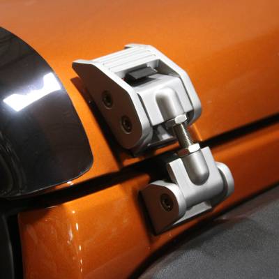 Rugged Ridge - Rugged Ridge Adjustable Aluminum Hood Catch Kit-Silver for Jeep JK 11116.07