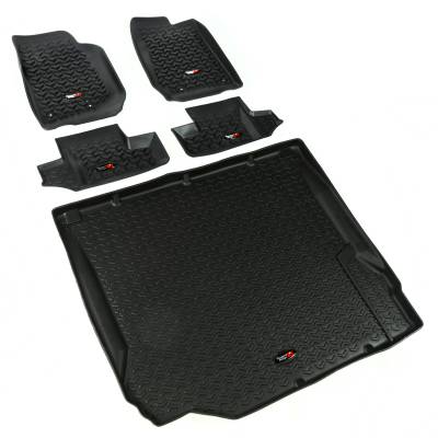 Rugged Ridge - Rugged Ridge 12988.02 Front/Rear Floor Liner Set Black for 07-10 Wrangelr JK 2DR
