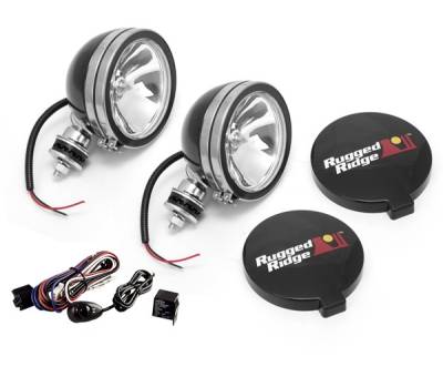 Rugged Ridge - Rugged Ridge 15207.51 6" Halogen Light Kit Black Steel Housings