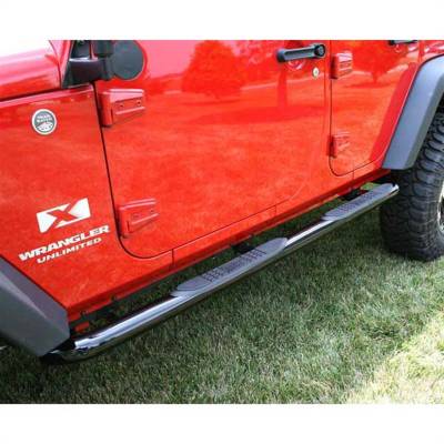 Outland Automotive - Outland 11590.06 3" Round Tube Steps Black for Wrangler JK Unlimited