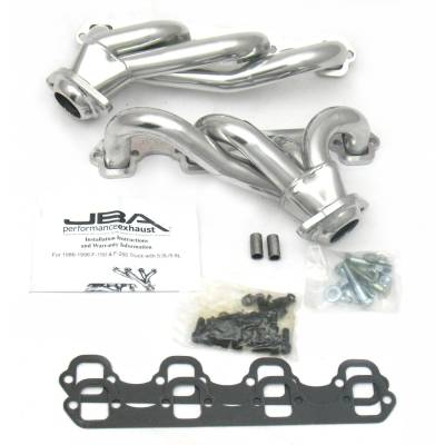 JBA Racing Headers - JBA Headers 1627SJS 1.5" SS Shorty Headers Ceramic for 87-95 Ford Truck 5.0L