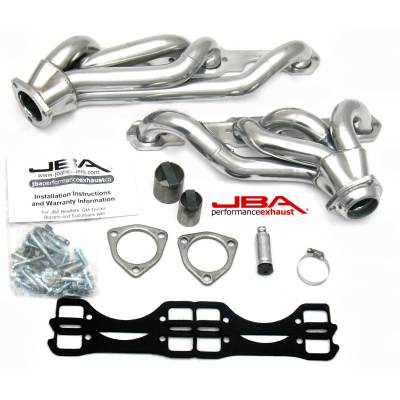JBA Racing Headers - JBA 1830S-6JS 1-5/8" SS Shorty Headers-Silver Ceramic for 65-91 GM Truck 5.0/5.7