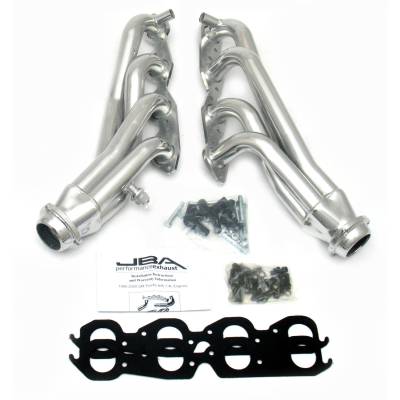 JBA Racing Headers - JBA Headers 1823SJS 1.75" SS Shorty Header Silver Ceramic for 96-00 GM Truck 7.4