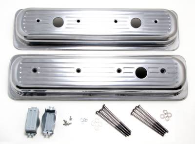 Trans-Dapt Performance - Trans-Dapt 6724 Aluminum Valve Cover Ball-Milled Short 87-99 SB Chevy