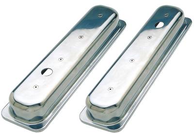 Trans-Dapt Performance - Trans-Dapt 6992 Ball Milled Alu. Valve Cover Short Plain 87-99 SB Chevy 5.0/5.7L