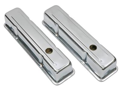 Trans-Dapt Performance - Trans-Dapt 9215 Chrome Traditional Design Valve Cover w/Baffles 58-86 SB Chevy