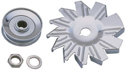 Trans-Dapt Performance - Trans-Dapt 9446 Alternator Fan/Pulley Chrome Single Kit Groove GM/Ford Pass Cars