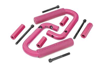 Rough Country Suspension Systems - Rough Country Front Steel Grab Handles-Pink for Jeep Wrangler JK 6501PINK
