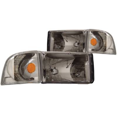 Anzo USA - Anzo 111068 Crystal Headlight Set w/Corners Chrome for 94-02 Dodge RAM Trucks