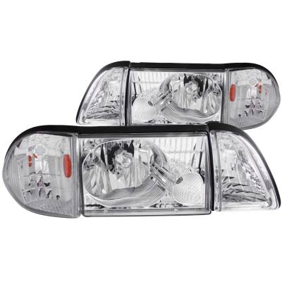 Anzo USA - Anzo USA 121195 Crystal Headlight Set w/Corners Chrome for 87-93 Ford Mustang