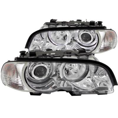 Anzo USA - Anzo USA 121268 Projector Headlight Set w/LED Halo Chrome BMW 3-Series
