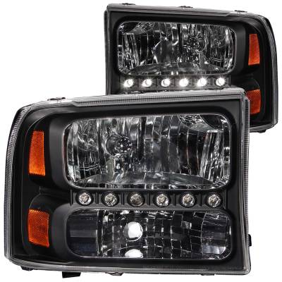 Anzo USA - Anzo USA Crystal 1-Piece Headlight Set Black Super Duty/Excursion 111106