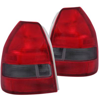 Anzo USA - Anzo 221193 Chrome Euro Taillights Red/Smoke Lens Honda Civic Hatchback