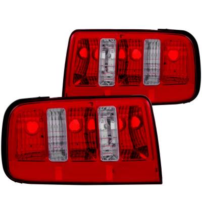 Anzo USA - Anzo USA Chrome Euro Red/Clear Lens Taillight Set 05-09 Ford Mustang 221166