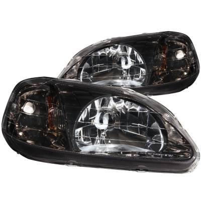 Anzo USA - Anzo USA 121234 Crystal Headlight Set Gun Metal for 99-00 Honda Civic