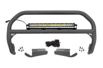 Rough Country Suspension Systems - Rough Country 51103 Black Front Bumper Nudge Bar w/LED for 21-26 Ford Bronco