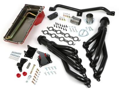 Trans-Dapt Performance - Trans-Dapt 42051 Auto Black Headers Swap In a Box Kit LS 73-91 GM 2WD Truck/SUV