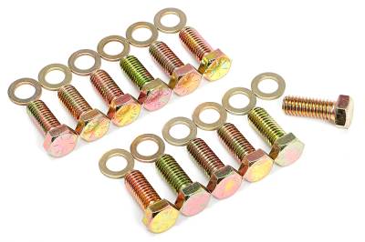 Trans-Dapt Performance - Trans-Dapt 4923 Intake Manifold Bolts 3/8-16 1" Long Yellow Zinc Hex Head 12Pc