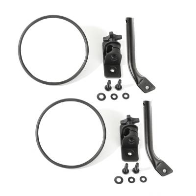 Rugged Ridge - Rugged Ridge 11025.21 Stubby Trail Mirror Round Pair Txt Black 97-18 Jeep Wrangl