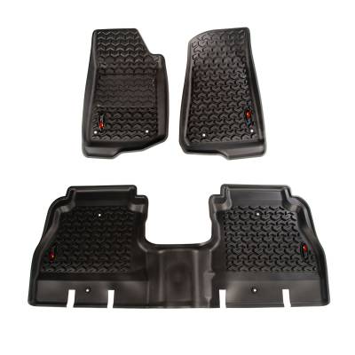 Rugged Ridge - Rugged Ridge 12987.05 Floor Liner Front/Rear Black 2018-2020 Jeep Wrangler JL 4