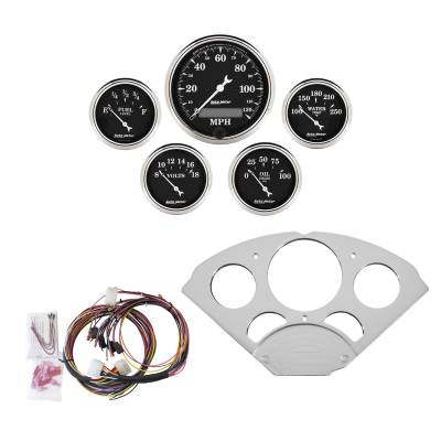 AutoMeter - AutoMeter 7033-OTB Old Tyme Black 5 Gauge Set MPH/OilP/Water/Volt/Fuel